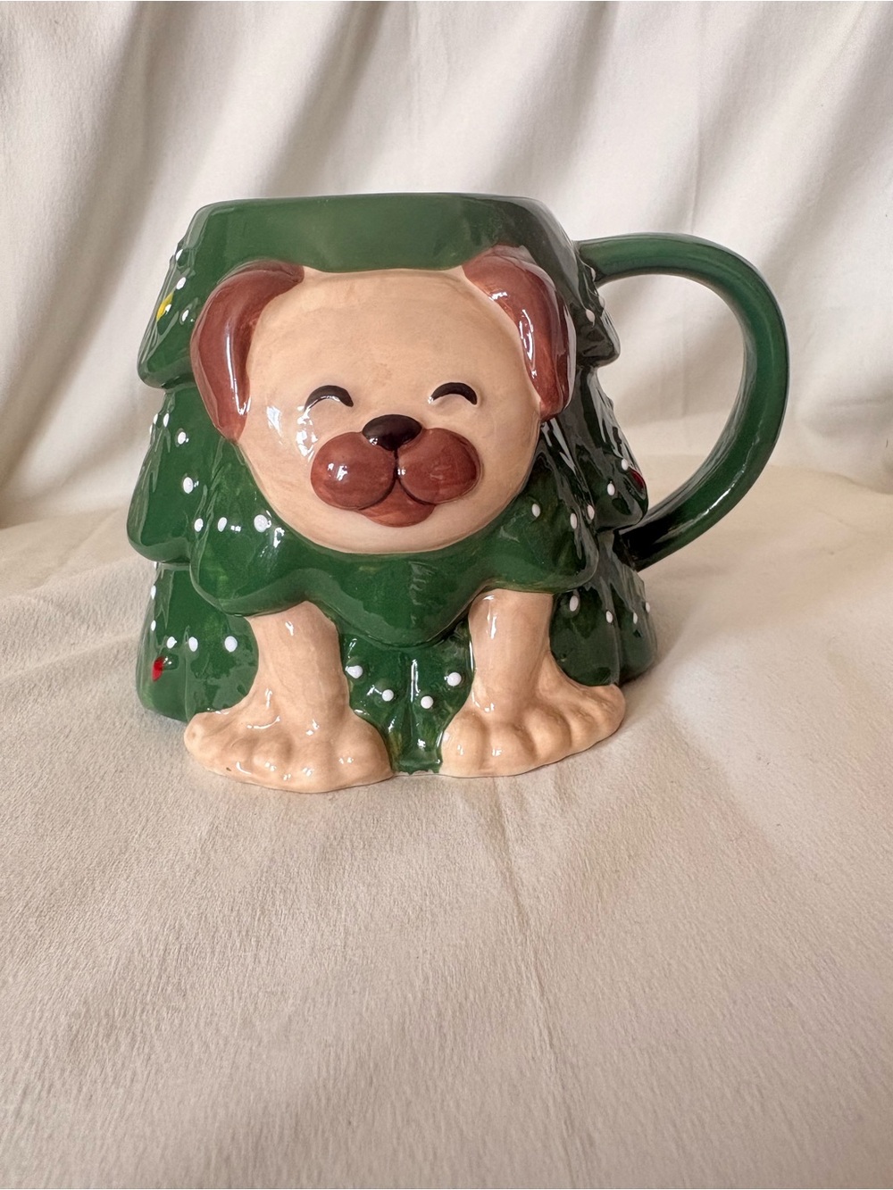 Adorable Puppy Christmas Tree Ceramic Mug